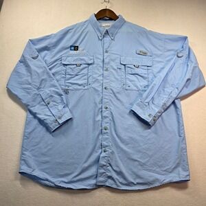 Columbia Mens PFG Bahama FM7048 XXL Blue Vented Nat Geo Venture Quest Embroidery